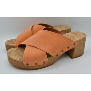 Kork Ease Womens Size 10 Tatum Orange Full Grain Leather Slide Sandals‎ Shoes